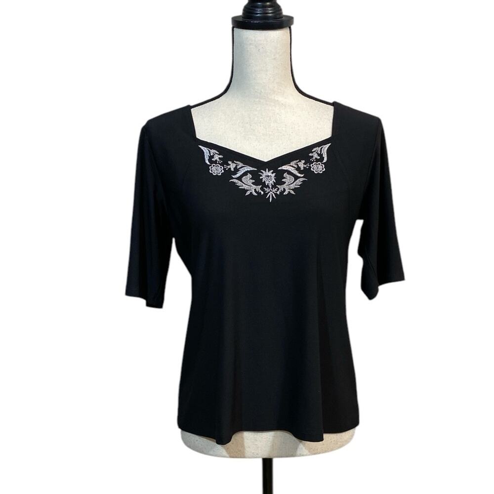 Antthony Original Black and White Jersey Embroidered Top and Cardigan Set Small - Picture 2 of 10
